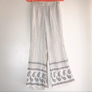 H&M White Paisley Wide Leg Pants